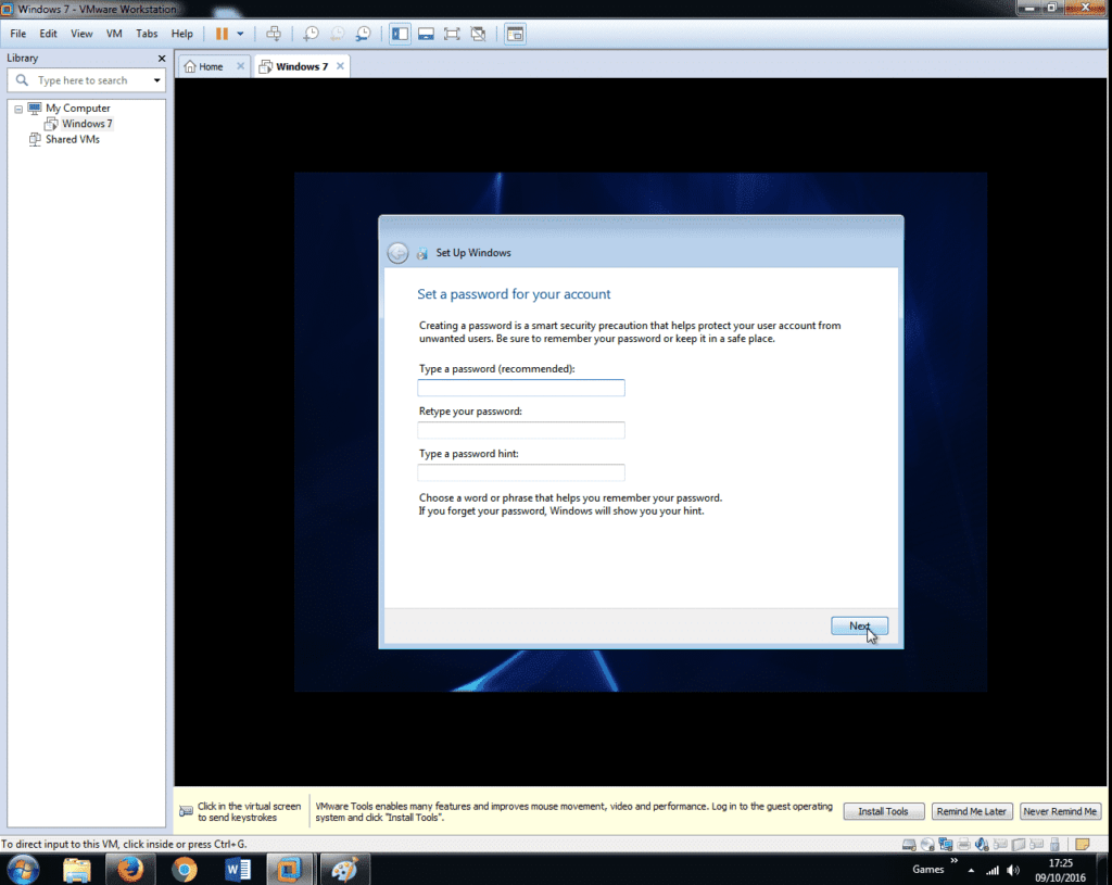 Install Windows 7 on VMware Workstation 12 (33)