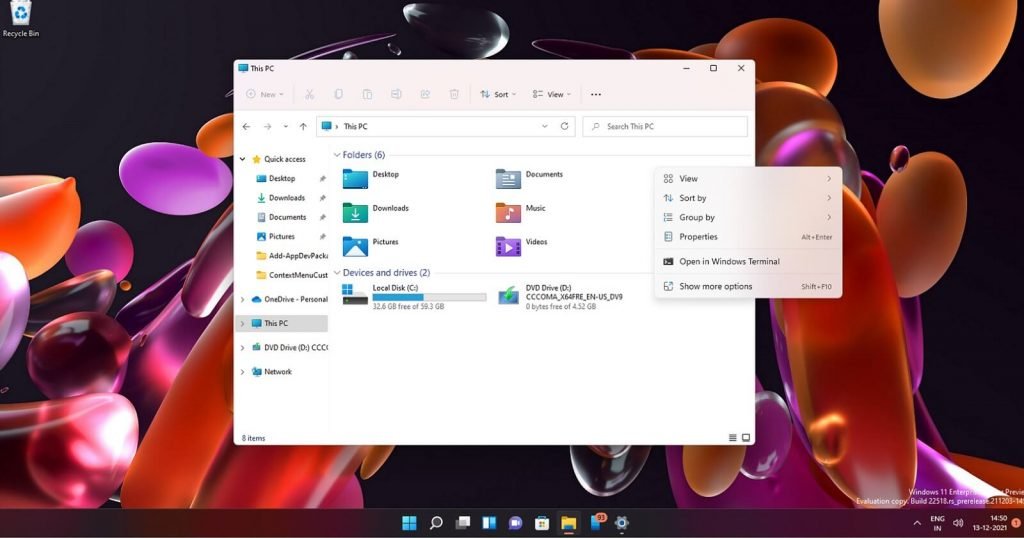 Windows 11 context menu update