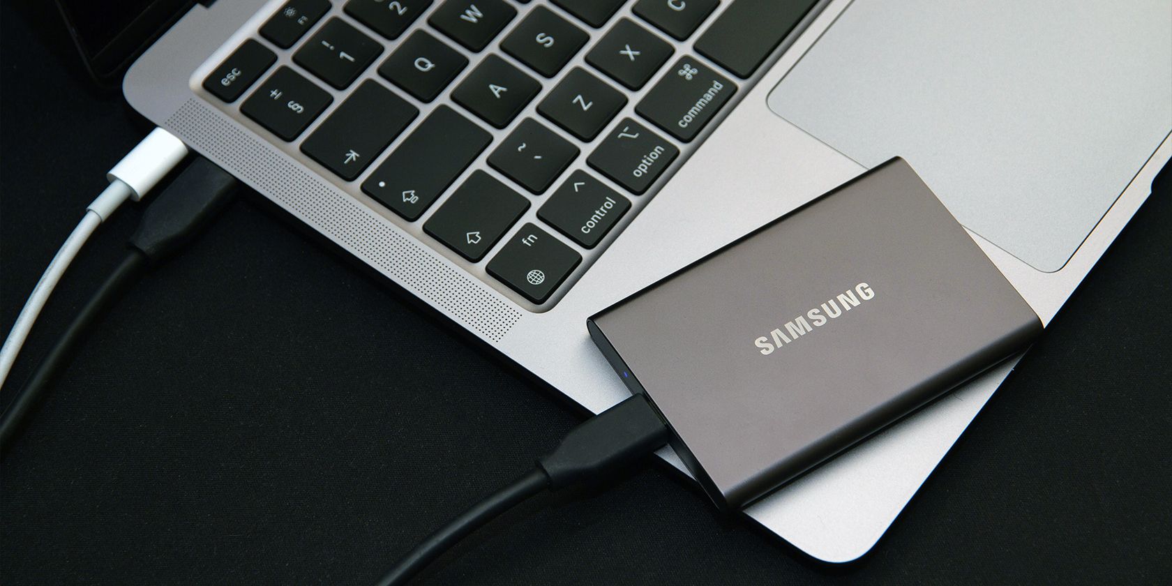 Samsung SSD backing up files on a MacBook